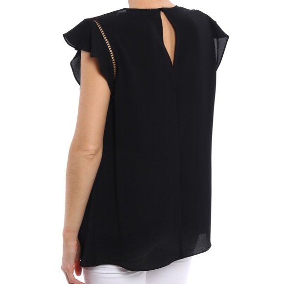 Michael Kors Black Blouse With Flutter Sleeve, Size S - Picture 4 of 12